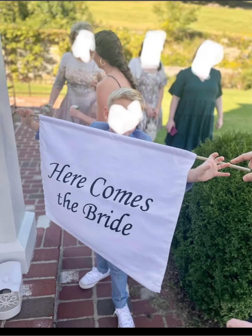 Ceremony Banner Flag "Here Comes the Bride" - White